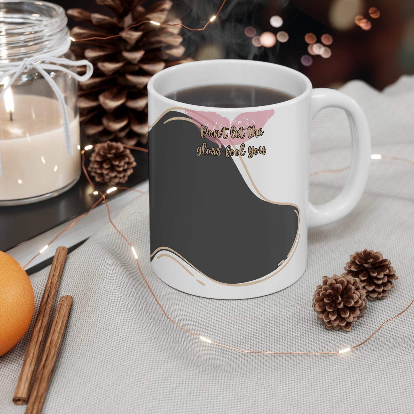 Mug Life Co. – Sippin’ Pretty, Thinkin’ Dark Thoughts | Matte Charcoal Mug – 11oz