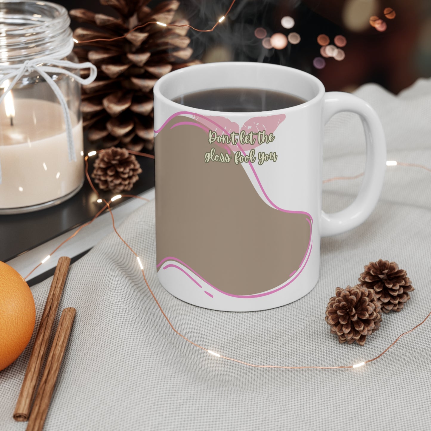 Mug Life Co. – Sippin’ Pretty, Thinkin’ Dark Thoughts | Taupe Mug – 11oz