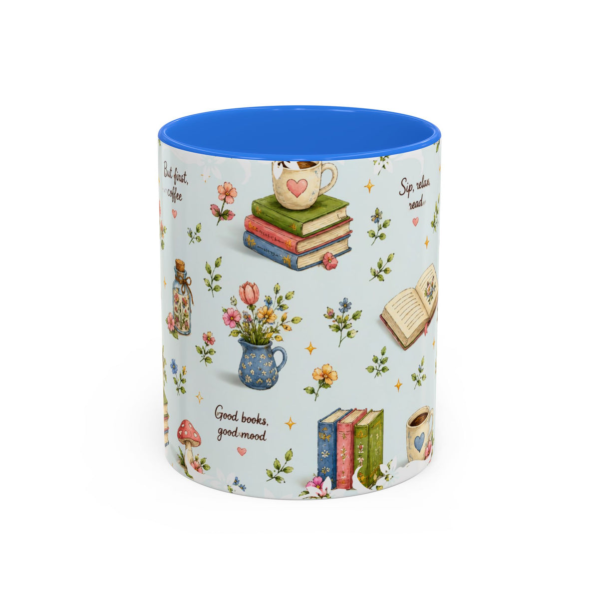 Book Lover Ceramic Mug — Cozy Reading Pattern (11oz & 15oz)