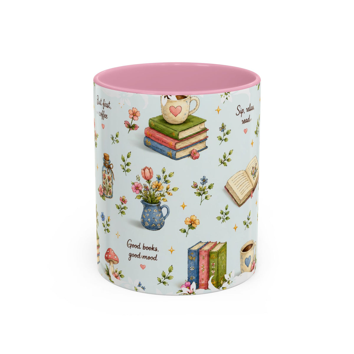 Book Lover Ceramic Mug — Cozy Reading Pattern (11oz & 15oz)