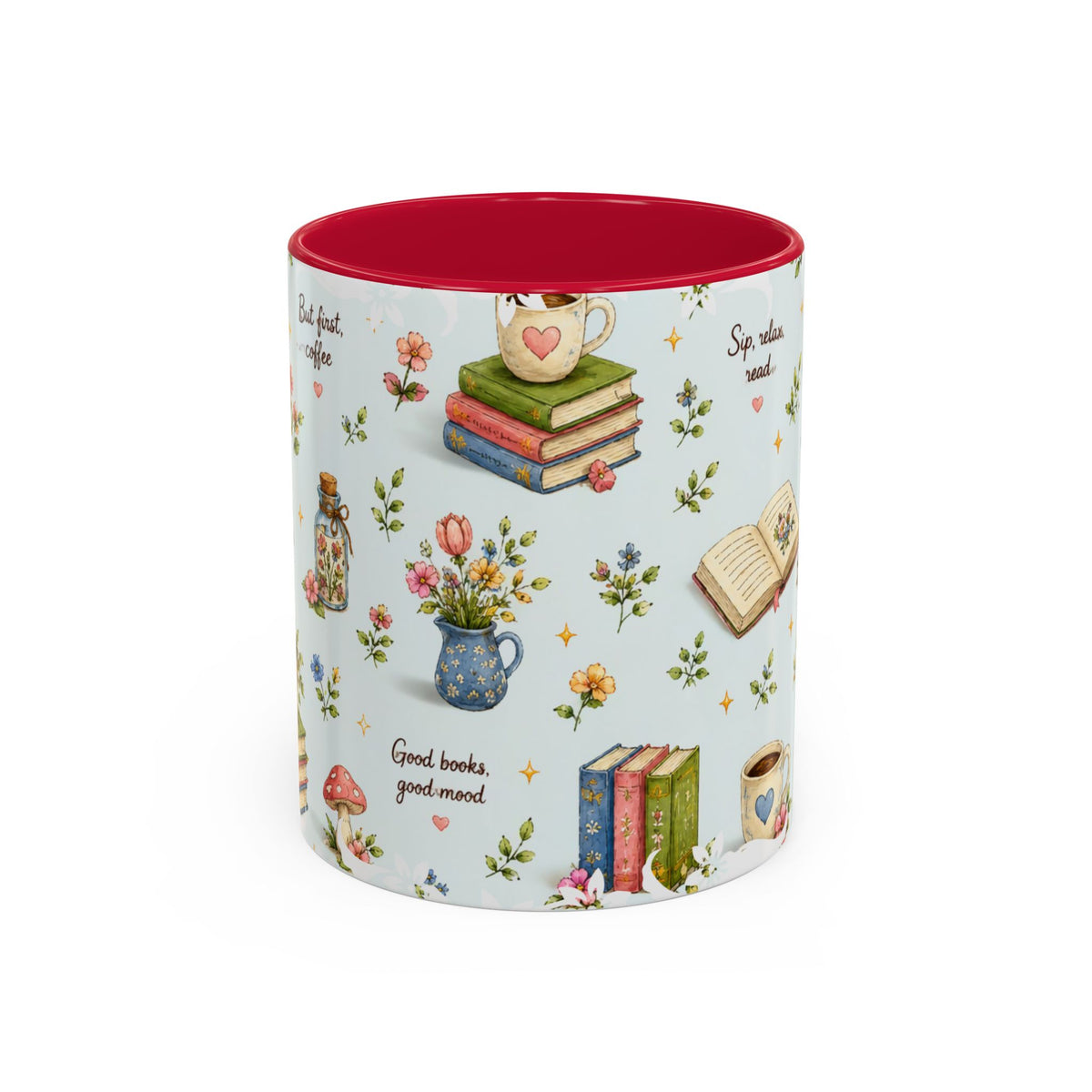 Book Lover Ceramic Mug — Cozy Reading Pattern (11oz & 15oz)