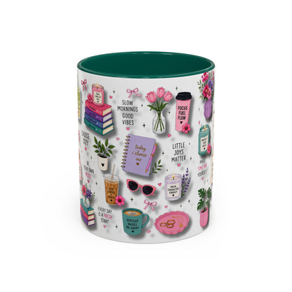 Cozy Floral Books 3D Pattern Coffee Mug (11oz/15oz) — Inspirational Self-Care Quotes