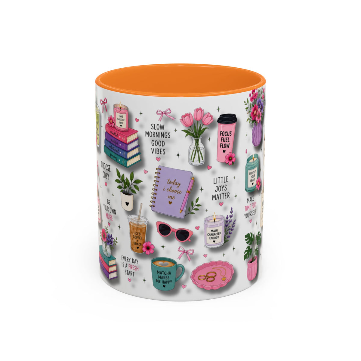 Cozy Floral Books 3D Pattern Coffee Mug (11oz/15oz) — Inspirational Self-Care Quotes