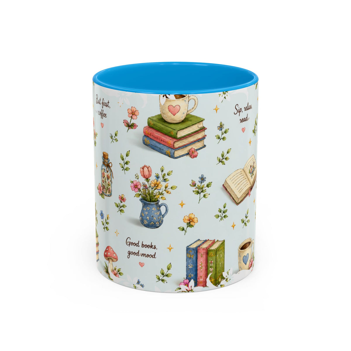 Book Lover Ceramic Mug — Cozy Reading Pattern (11oz & 15oz)