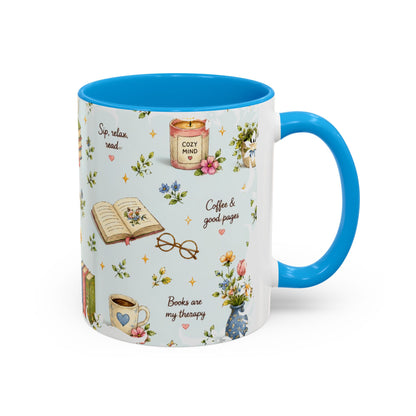 Book Lover Ceramic Mug — Cozy Reading Pattern (11oz & 15oz)