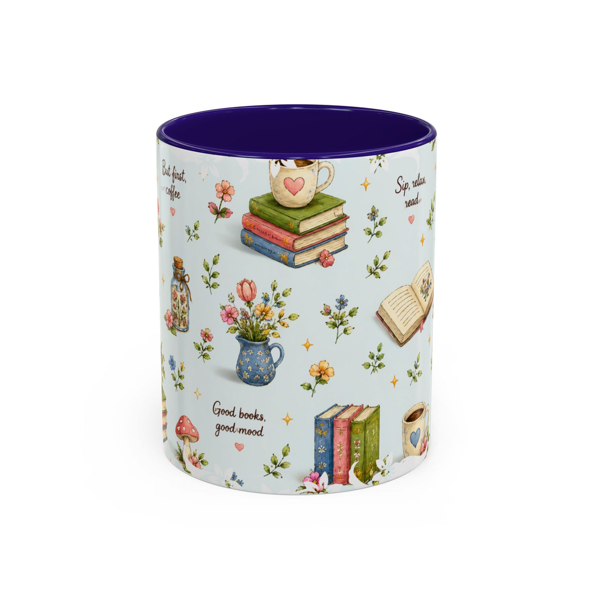 Book Lover Ceramic Mug — Cozy Reading Pattern (11oz & 15oz)