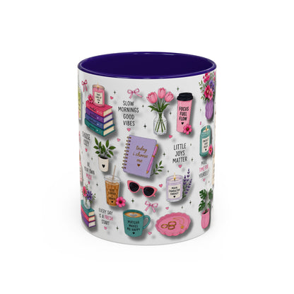 Cozy Floral Books 3D Pattern Coffee Mug (11oz/15oz) — Inspirational Self-Care Quotes