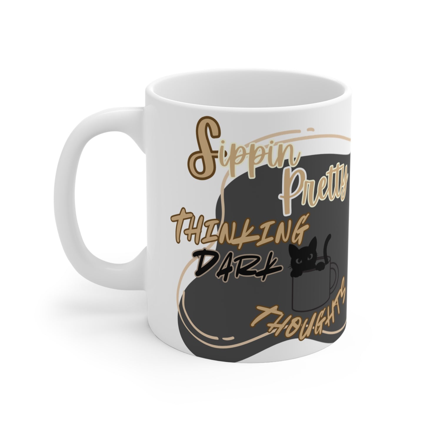 Mug Life Co. – Sippin’ Pretty, Thinkin’ Dark Thoughts | Matte Charcoal Mug – 11oz