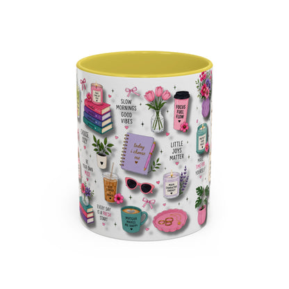 Cozy Floral Books 3D Pattern Coffee Mug (11oz/15oz) — Inspirational Self-Care Quotes