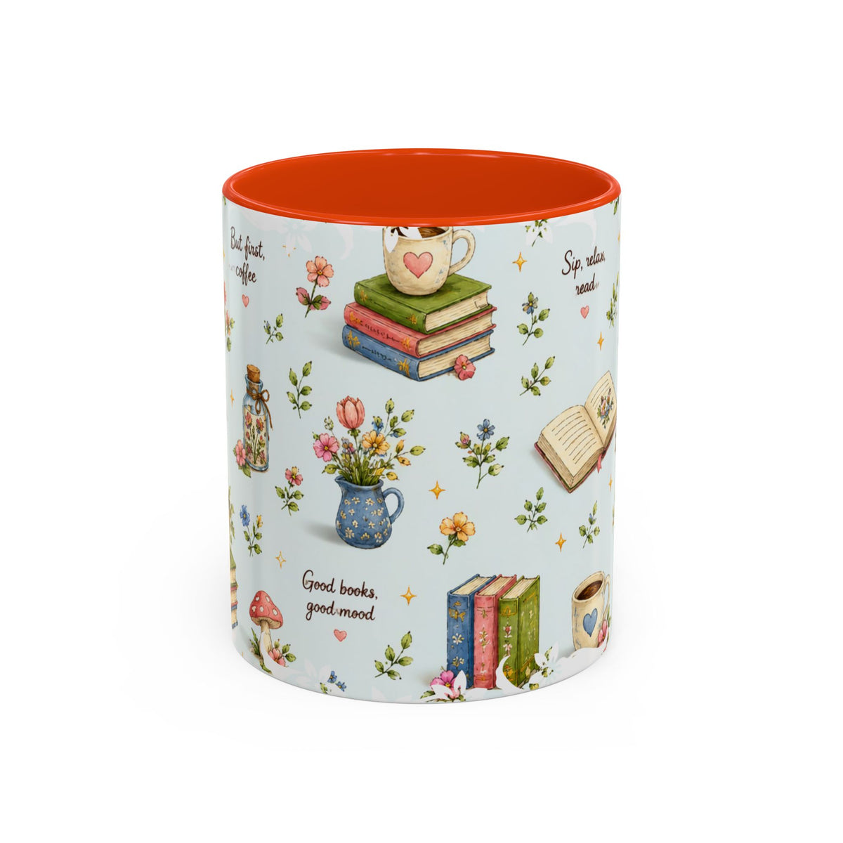 Book Lover Ceramic Mug — Cozy Reading Pattern (11oz & 15oz)