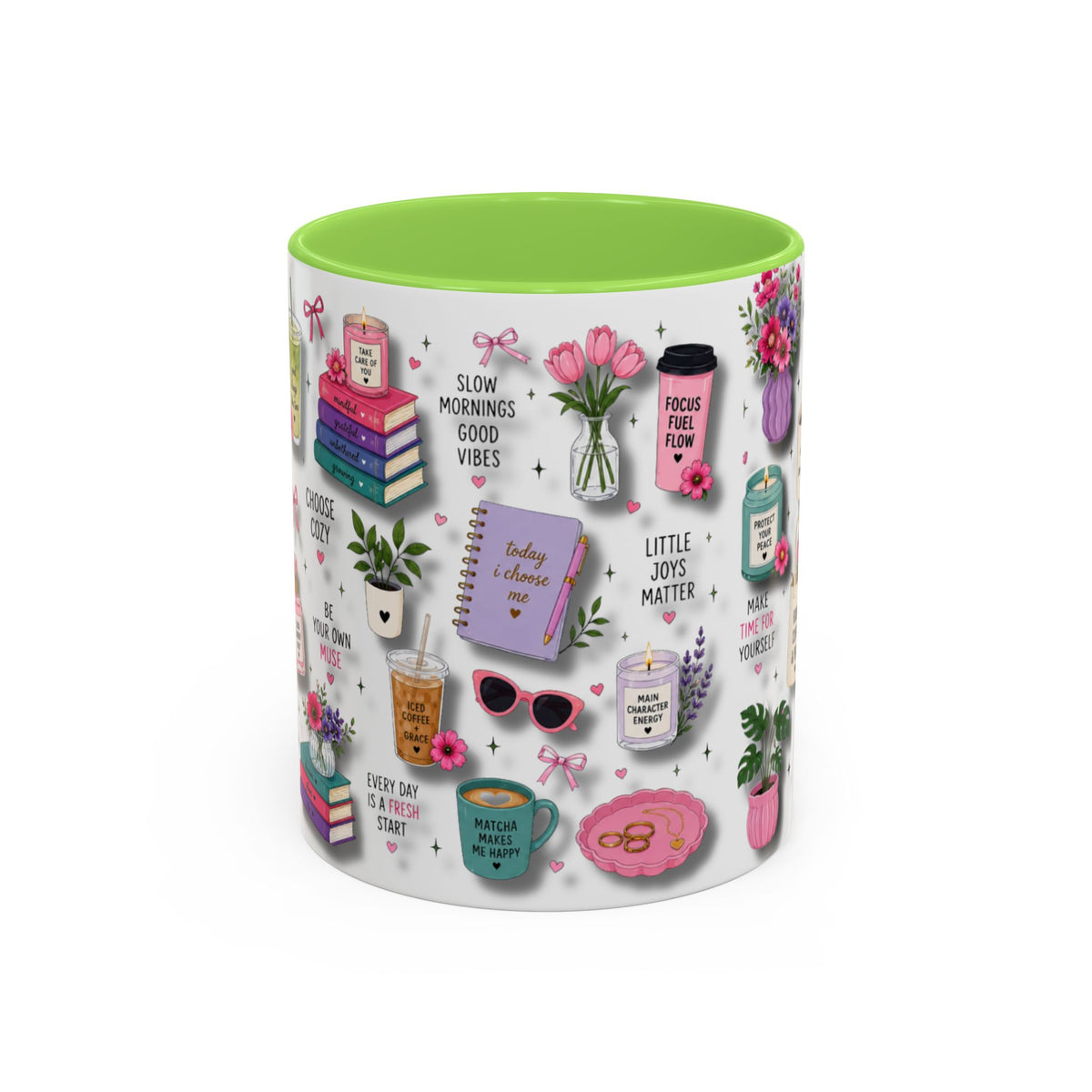 Cozy Floral Books 3D Pattern Coffee Mug (11oz/15oz) — Inspirational Self-Care Quotes