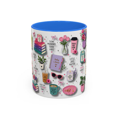 Cozy Floral Books 3D Pattern Coffee Mug (11oz/15oz) — Inspirational Self-Care Quotes