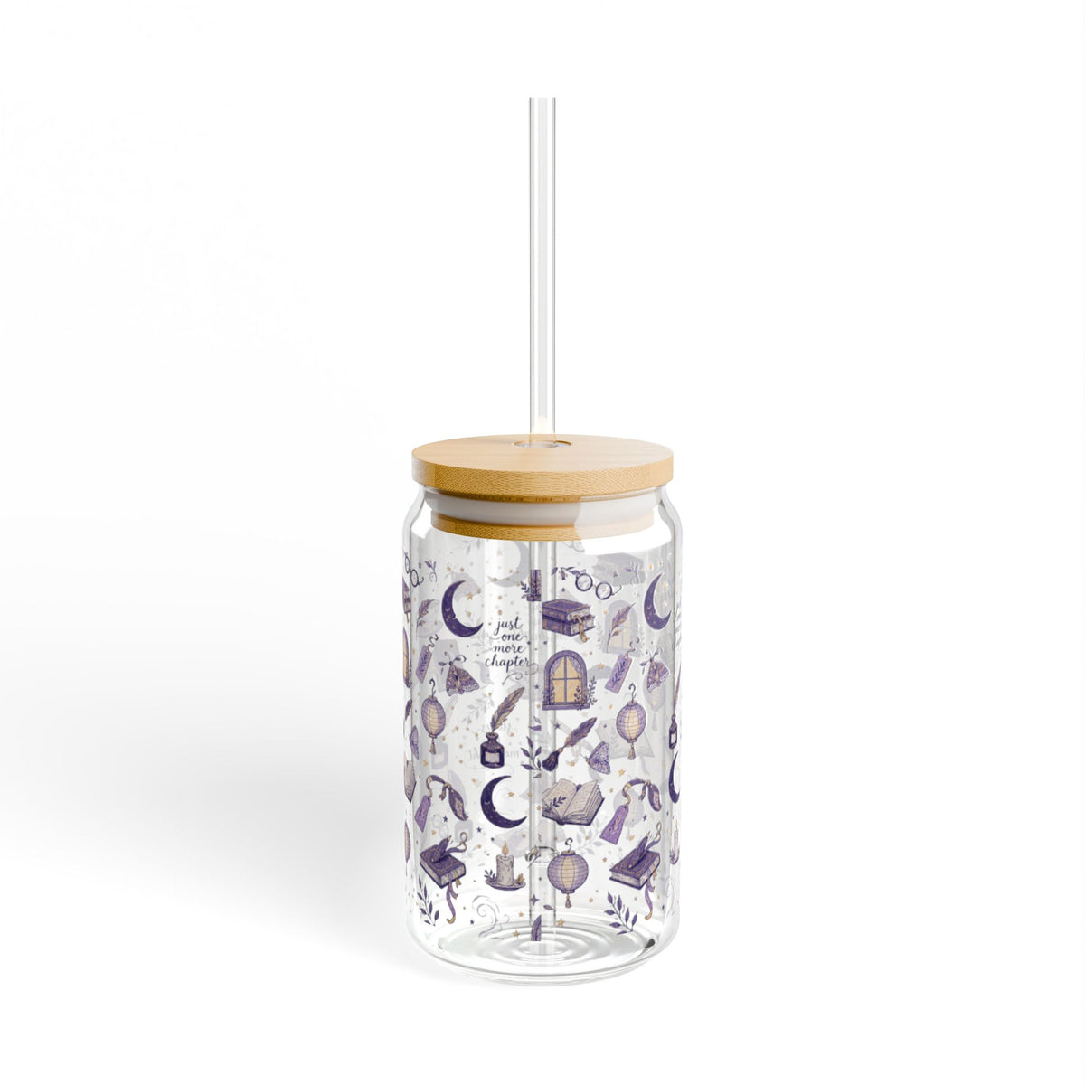 Moonlit Reading Glass Sipper – Moon, Candles & Herbs Design