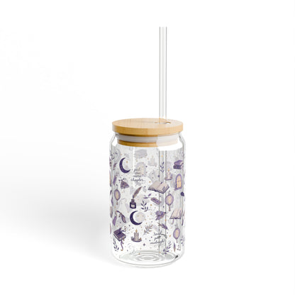 Moonlit Reading Glass Sipper – Moon, Candles & Herbs Design