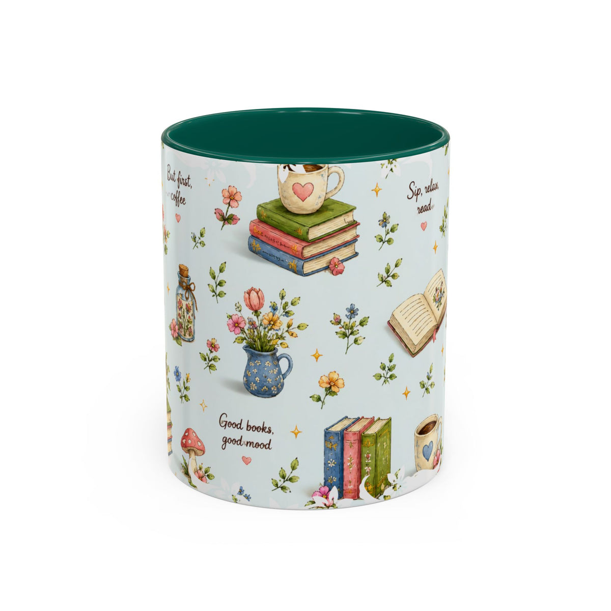 Book Lover Ceramic Mug — Cozy Reading Pattern (11oz & 15oz)